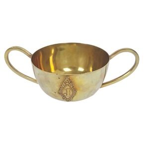 Vintage Brass Open Sugar Bowl with Monogram 'J'‎ – Made in India Trinket Dish